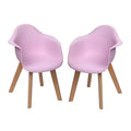 Chaises pour enfants avec assise moderne en plastique et pieds en hêtre roses