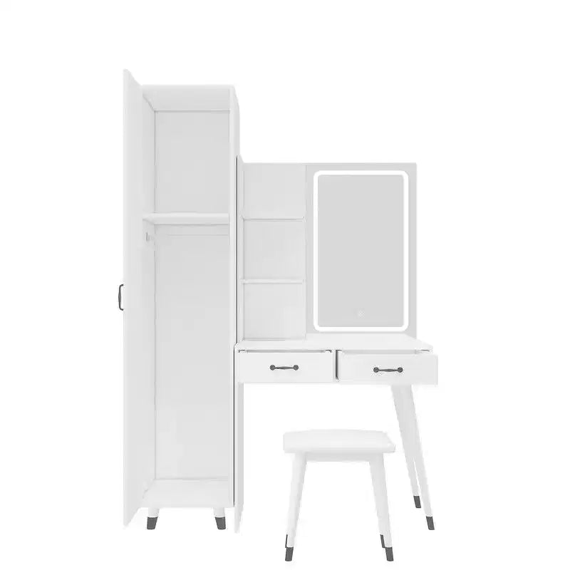 Coiffeuse et armoire blanches