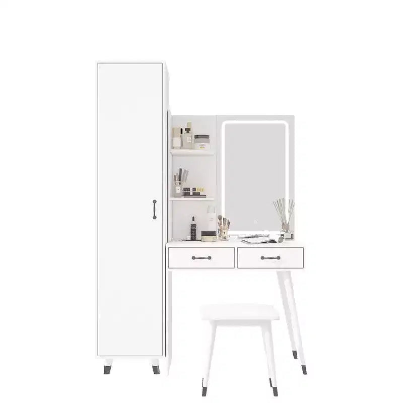 Coiffeuse et armoire blanches
