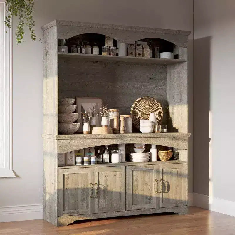 Meuble de rangement rustique multifonctionnel, vitrine et bibliothèque, unité de rangement pour salon, meuble de cuisine pour la vaisselle