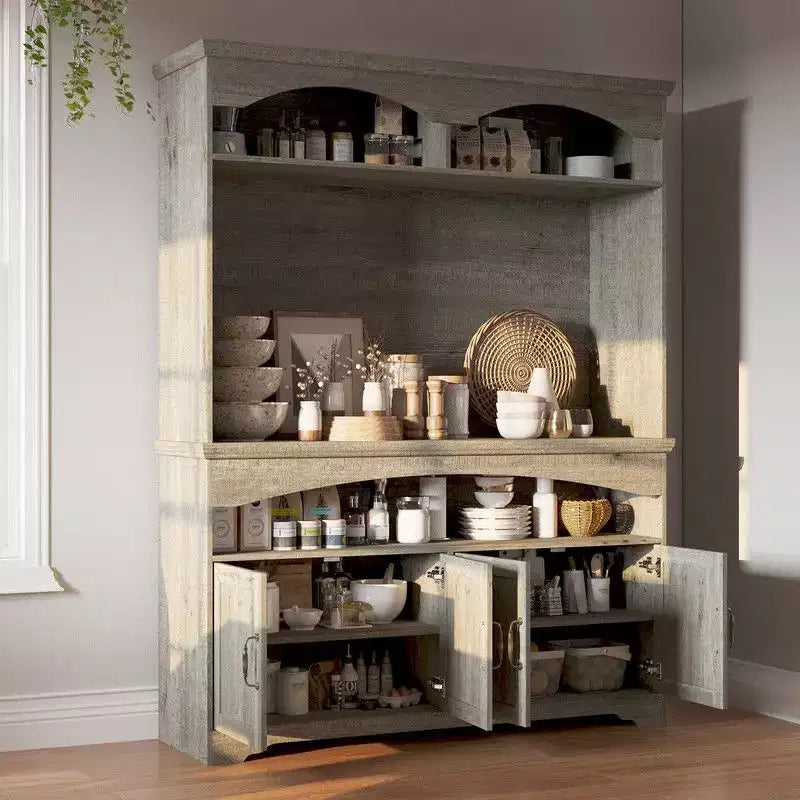 Meuble de rangement rustique multifonctionnel, vitrine et bibliothèque, unité de rangement pour salon, meuble de cuisine pour la vaisselle