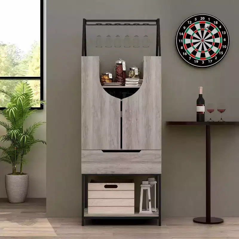 Meuble de rangement multifonctionnel pour vin, gris rétro