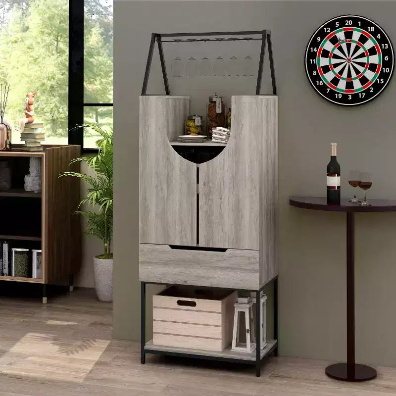 Meuble de rangement multifonctionnel pour vin, gris rétro
