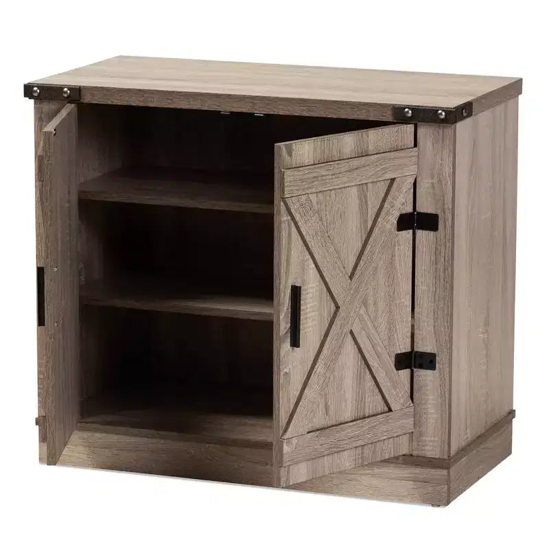 Meuble à Chaussures Double Porte en Chêne/Meuble de Rangement d'Entrée, Peut Contenir 9 Paires de Chaussures.