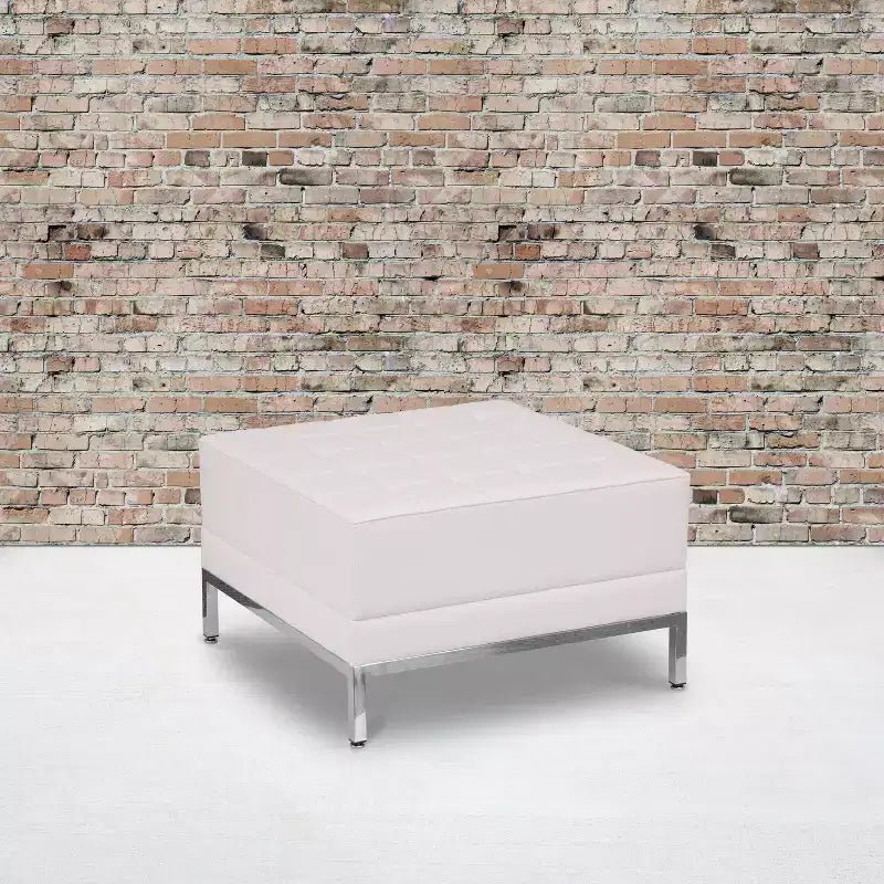 Repose-pieds modulaire capitonné en cuir souple
