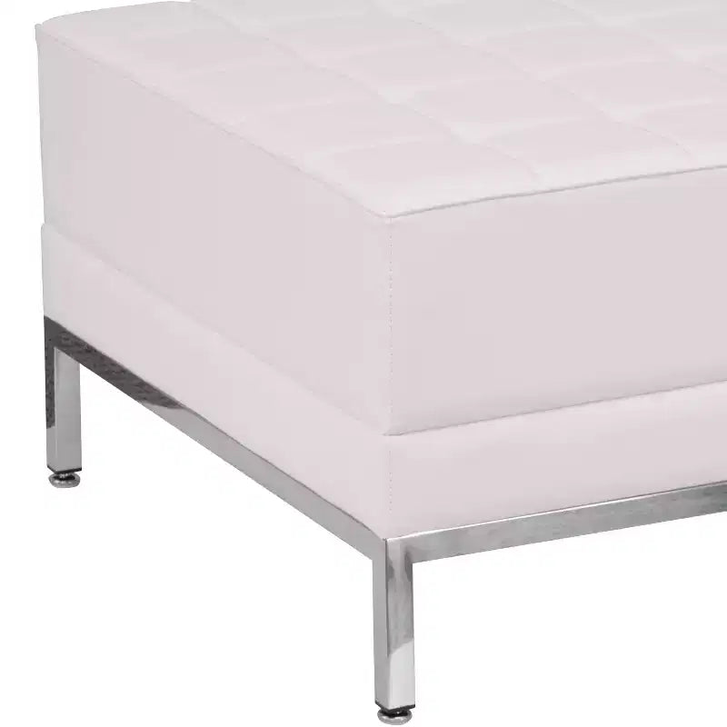 Repose-pieds modulaire capitonné en cuir souple