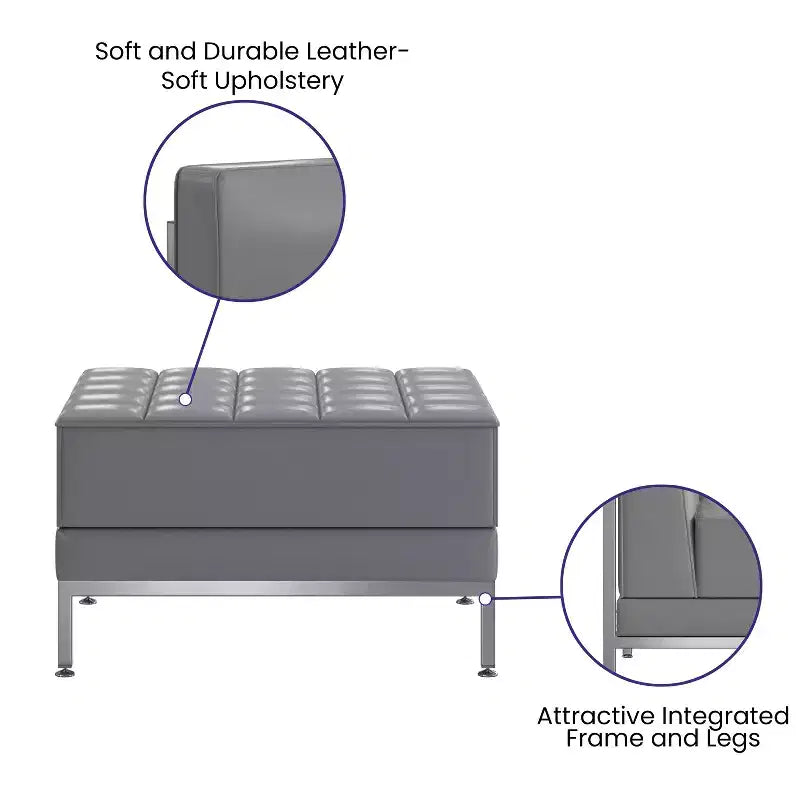 Repose-pieds modulaire capitonné en cuir souple