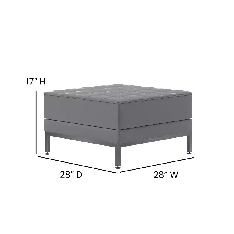 Repose-pieds modulaire capitonné en cuir souple