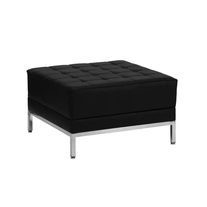 Repose-pieds modulaire capitonné en cuir souple