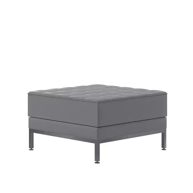 Repose-pieds modulaire capitonné en cuir souple