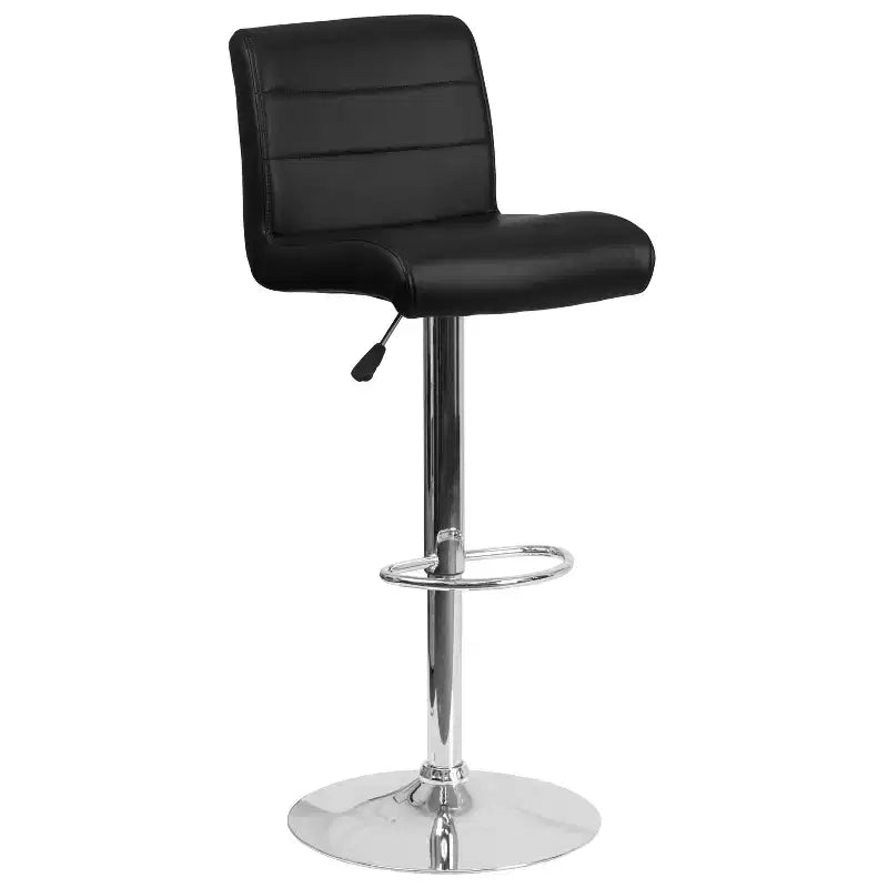 Flash Furniture Contemporary Vinyl Adjustable Height Barstool with Rolled Seat and Chrome Base