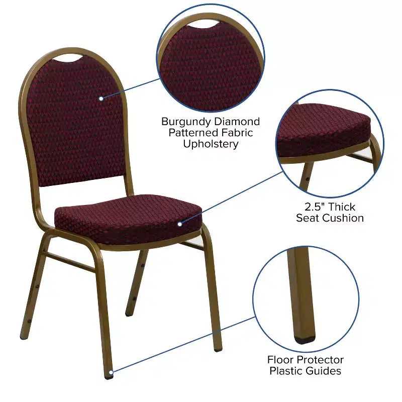 Chaises de banquet empilables à dossier en dôme