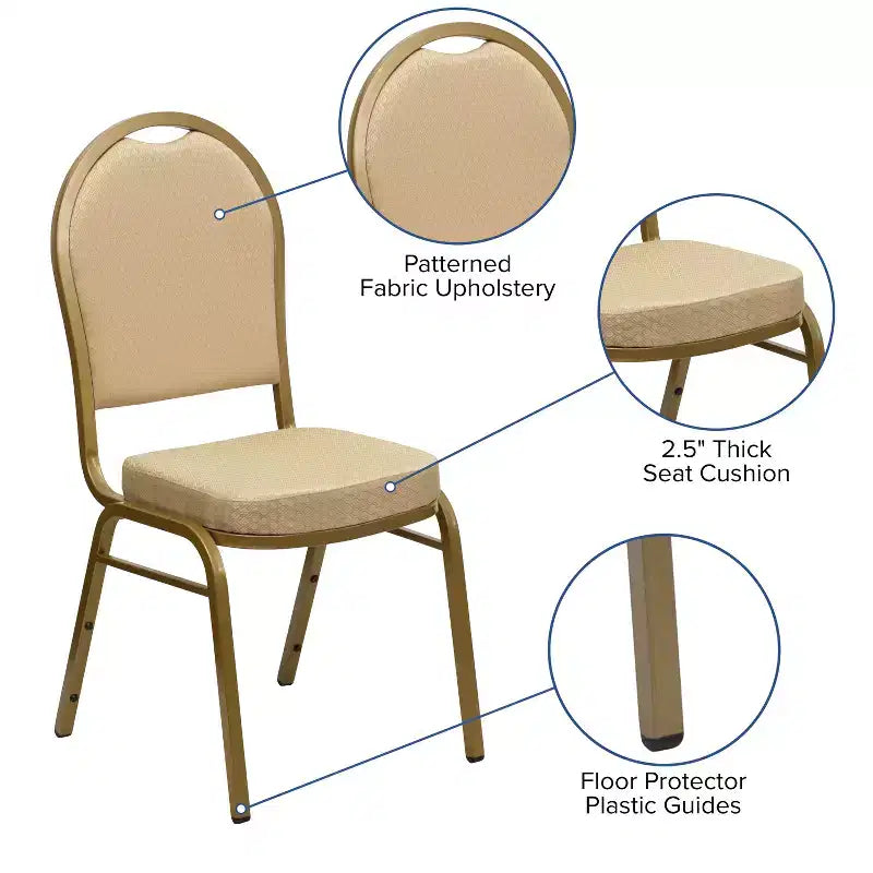 Chaises de banquet empilables à dossier en dôme