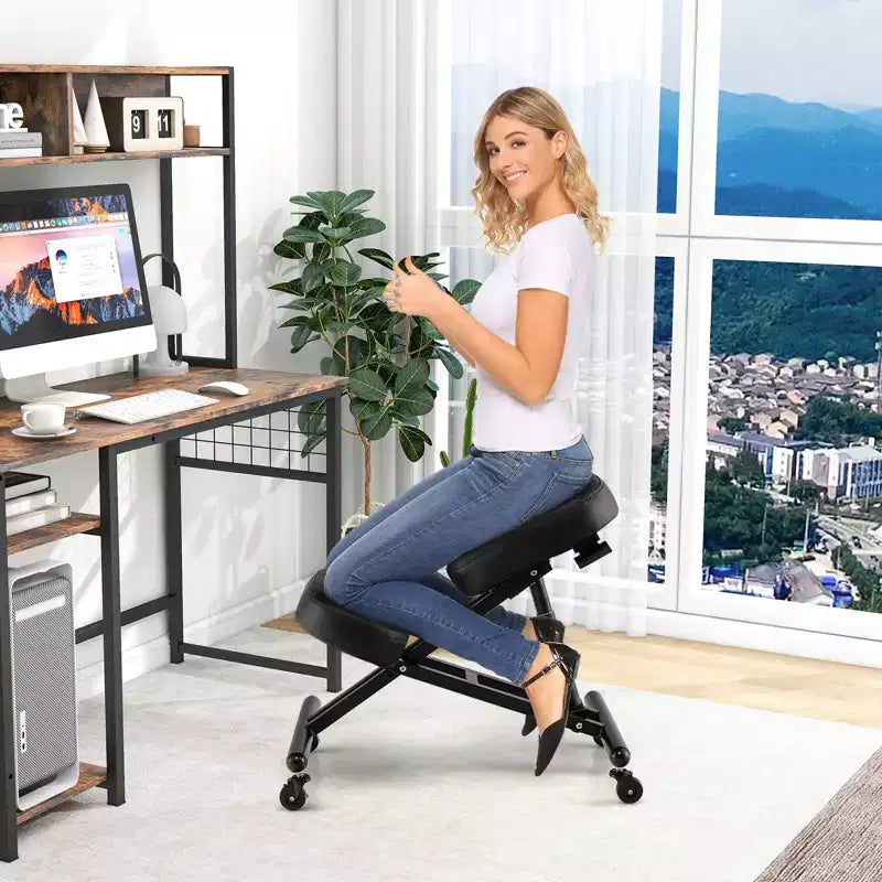 Chaise ergonomique à genoux Tabouret réglable avec roues universelles verrouillables Siège inclinable