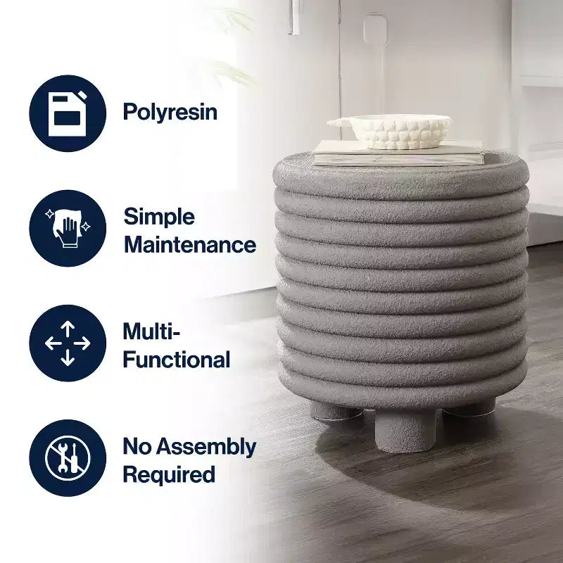 Table d'appoint minimaliste moderne à trois pieds en forme de tambour pour l'intérieur/l'extérieur